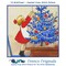 Little Girl Decorates Blue Christmas Tree Holiday Counted Cross Stitch Pattern